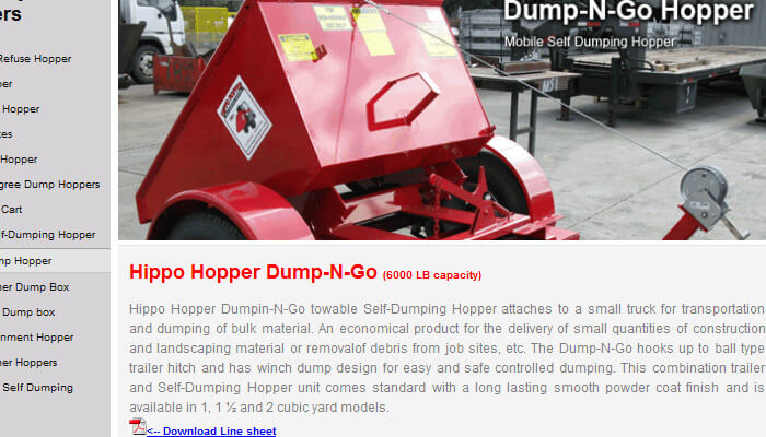 b2b ecommerce website example - hippo hopper