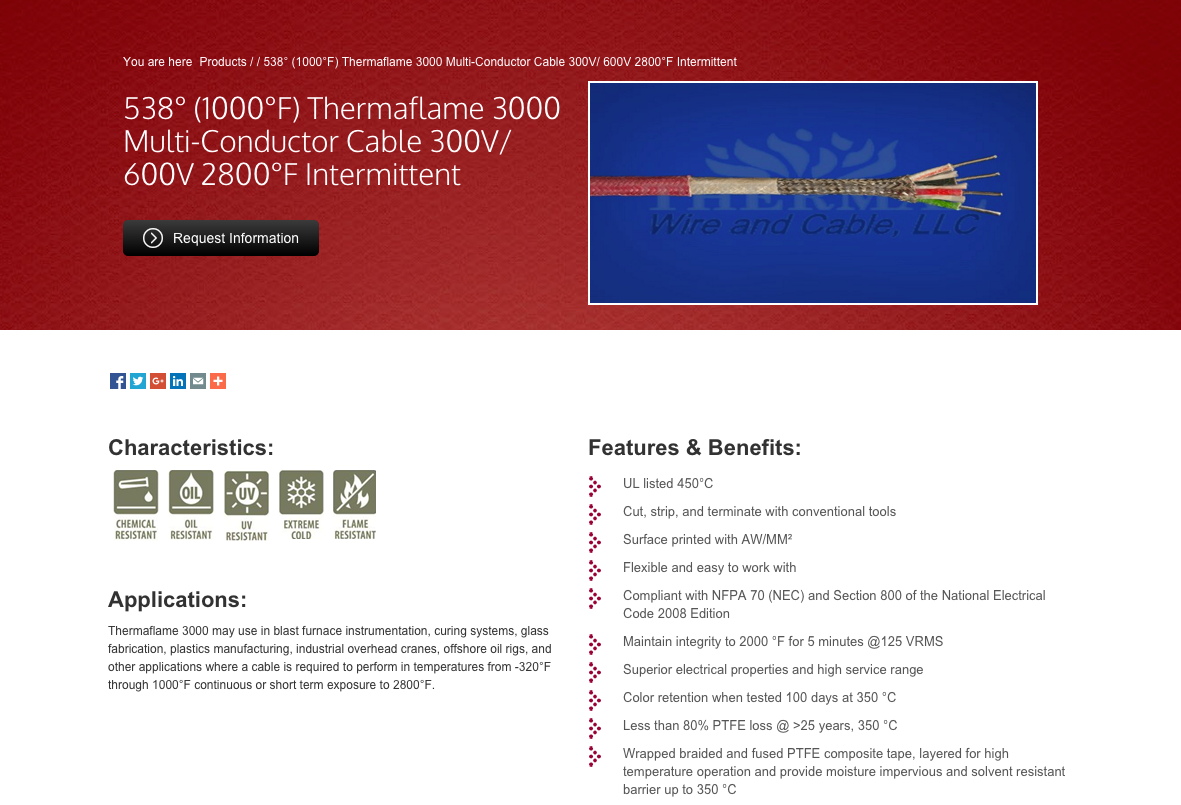 Thermal wire product page