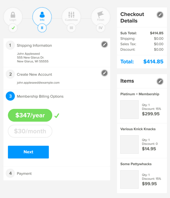 subscription ecommerce checkout UI